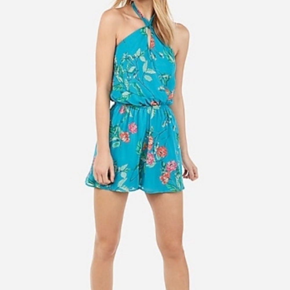 Halter romper with keyhole cut out